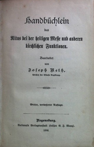 Handbüchlein des ritus bei - des,