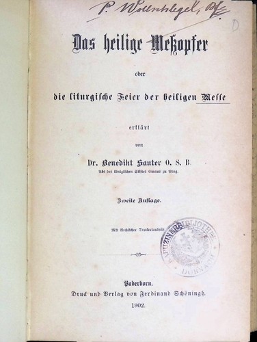 Das heilige meßopfer oder - meßopfer, die