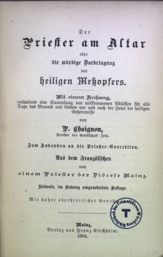 Der priester altar oder die - altar,